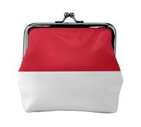 Flag of Monaco Leather Kiss Lock Coin Purse-Small Mini Wallet for Women