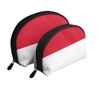 Flag of Monaco Portable Bags Clutch Pouch.2-Piece Makeup Bag Set, Large & Small Travel Cosmetic Pouches