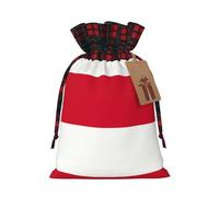 Flag Of Monaco Printing Color Matching Plaid Christmas Bag With Drawstring For Christmas Birthdays Party,4.7x6.9 Inch