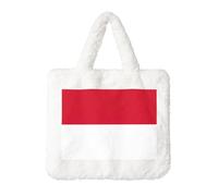 Flag Of Monaco Printing Fluffy Shoulder Bag Ladies Plush Underarm Bag Tote Bag Furry Purse Handbag For Work Travel, White, One Size