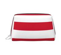 Flag of Monaco Toiletry Cosmetics Bag, Portable Travel Cosmetic Makeup Bag,PVC Leather,with Compartments