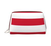 Flag of Monaco Toiletry Cosmetics Bag, Portable Travel Cosmetic Makeup Bag,PVC Leather,with Compartments