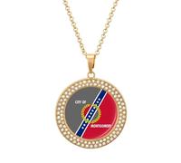 Flag of Montgomery, Alabama Fashion Women's Diamond Necklace Shiny Round Pendant Jewelry Romantic Gifts