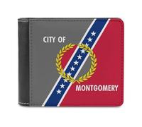 Flag of Montgomery, Alabama Leather Bifold Wallet for Men Slim Card Cases with 6 Slot Minimalist Purse Coin Clip
