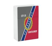 Flag of Montgomery, Alabama Portable Cigarette Cases Plastic Cigarettes Holder Box Personalized Smoking Accessories for Indoor Outdoor