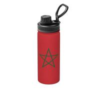 Flag of Morocco 18OZ sports thermos bottle, stainless steel, full print, suitable for outdoor, commuting, camping stool