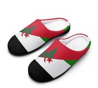 Flag of Morocco And Western Sahara Flannel Slippers For Men Memory Foam Soft Warm Home Shoes Print 13-14（46-47）