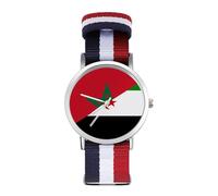 Flag of Morocco and Western Sahara Quartz Watches Without Scale Wrist Watch with Adjustable Strap for Men Women