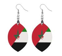 Flag of Morocco And Western Sahara Round Wooden Earrings Boho Drop Pendant Fashion Gifts for Women