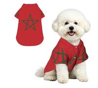 Flag of Morocco Breathable Hawaiian Dog Shirt Summer Button Up Top for Small Medium Dogs XL