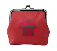 Flag of Morocco coin purse for women,small womens wallet,small makeup bag for purse,ultra-thin retro change wallet, Black, One Size, Art Deco