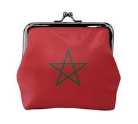Flag of Morocco Leather Coin Purse for Women-Small Kiss Lock Wallet, Mini Card Holder for Keys Lipstick, Cute Change Purse for Travel