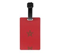 Flag of Morocco Print Luggage Tags with Full Back Privacy Cover â€“ Durable PVC ID Labels for Suitcases & Backpacks