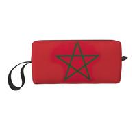 Flag of Morocco print Travel Toiletry Pouch, Pencil Bag Canvas Makeup Bag, Multi-Purpose Cosmetic Bag with Zipper, White, One Size