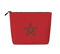 Flag of Morocco Printed Fake Hemp Makeup Bag â€“ Travel Toiletry Organizer, Daily Storage, Business Trip Essential