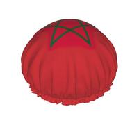 Flag Of Morocco Shower Caps For Women, Elastic And Reusable Bath Caps, Double Waterproof Layers Shower Cap, Bathing Shower Caps
