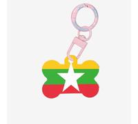 Flag of Myanmar Dog Tags Bone-Shaped Pet Tag,Acrylic Pet ID Tags Durable and Stylish,Perfect for Small to Large Pets
