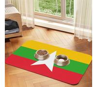 Flag of Myanmar Pet Feeding Mat-Waterproof & Non-Slip Dog and Cat Food Mat-No Stains Quick Dry Dog Water Dispenser Mat