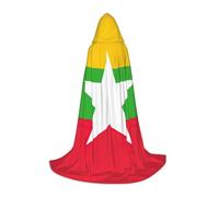 Flag Of Myanmar Print Unisex Hooded Comfortable Cloak Gothic Halloween Cosplay Carnival Vampire Themes, Black, S
