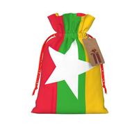 Flag Of Myanmar Printing Christmas Drawstring Gift Bag For Xmas Birthday Holiday Party Presents Favors Bags