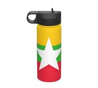 Flag of Myanmar Printing The Print 18 Oz Stainless Steel Sports Insulated Kettle with Lid for Adult Men Women