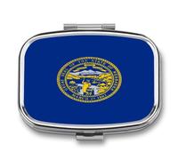 Flag of Nebraska Small Pill Organizer with 2 Compartments