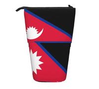 Flag of Nepal Expandable Stand Pencil Pouch, Multi-Design Oxford Fabric, Adjustable Height, Multi-Use Cosmetic Bag