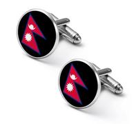 Flag of Nepal Nepali Nepalese Shirt Cufflinks for Men Cuff Links Tie Father Husband Wedding Business 2.0cm