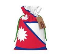 Flag of Nepal Print Christmas Bags with Drawstrings, Christmas Treat Pouches, Party Favor Bags S