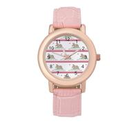 Flag of New California Republic Classic Watches for Women Pink Leather Strap Trendy Quartz Watch for Small Wrists