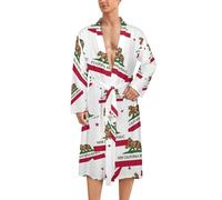 Flag of New California Republic Mens Bathrobe Long Bath Robe Warm Spa Robe Nightgown Soft with Waist Belt