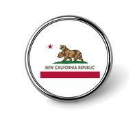Flag of New California Republic Round Brooch Pin Lapel Pins Tie Suit Dress Accessories for Men Women Wedding Birthday