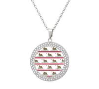 Flag of New California Republic Trendy Diamond Necklace for Women Shiny Jewel Pendant Charms Holiday