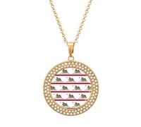 Flag of New California Republic Trendy Diamond Necklace for Women Shiny Jewel Pendant Charms Holiday