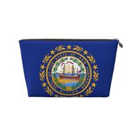 Flag of New Hampshire Leather Travel Makeup Bag-Waterproof Cosmetic Pouch