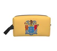 Flag of New Jersey Print Portable Travel Toiletry Storage Bag Large Capacity 600D Polyester Cosmetic Storage Bag