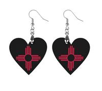Flag Of New Mexico Artistic Wooden Earrings Pendant Vintage Earring Hooks Trendy Vacation Dangle Boho Eardrop Apricot Shaped