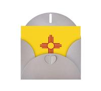 Flag Of New Mexico Horizontal Holiday Card With Gray Heart Shaped Envelope And Write Various Holiday Greetings