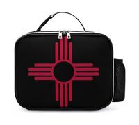 Flag of New Mexico Leather Lunch Bag Insulated Lunchbox Meal Tote Handbags with Detachable Buckled Handle