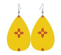 Flag of New Mexico Printed Leather Earrings - Lightweight Teardrop Earrings Perfect for Christmas, Valentine's Day Gifts