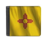 Flag of New Mexico Trendy Bifold Wallet for Men Classic ID Window Large Capacity Slim Leather Wallets