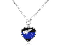 Flag of New-Zea-land Pet Urns Necklace Jewelry Printed Heart Pendant Cremation Ashes Necklaces Keepsake with Funnel Kit