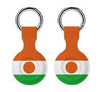 Flag of Niger Trendy GPS Cases Holder with Key Chain Ring Portable Protective Covers Compatible with Airtag