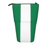 Flag of Nigeria Expandable Stand Pencil Pouch, Multi-Design Oxford Fabric, Adjustable Height, Multi-Use Cosmetic Bag