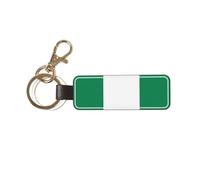 Flag of Nigeria Leather Key Chain Personalized Genuine keychains Leather Car Keychain, Universal Fob Chain Holder for Men and Women.