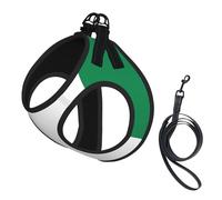 Flag Of Nigeria Print Dog Harness Small Sized And Leash Set, Step In Soft Light Puppy Vest Breathable Mesh Pet Harness