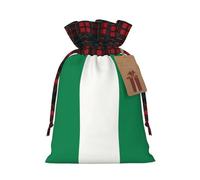 Flag of Nigeria Print Drawstring Bags, Candy Snack Bag, Reusable Holiday Pouches for Wrapping & Storage S