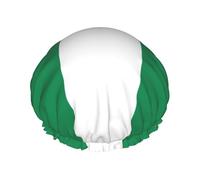 Flag of Nigeria Print Shower Cap Bath Caps Elastic Reusable Shower Hair Cap Double Layers Hair Cap