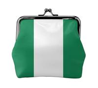 Flag of Nigeria Printed Microfiber PU Leather Wallet Kiss Lock Mini Pouch for Lipstick Key Change Organization