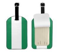 Flag of Nigeria Printed PU Leather Bag Tag, Personalized Baggage Label, Privacy Flap ID Shield, for Vacation
